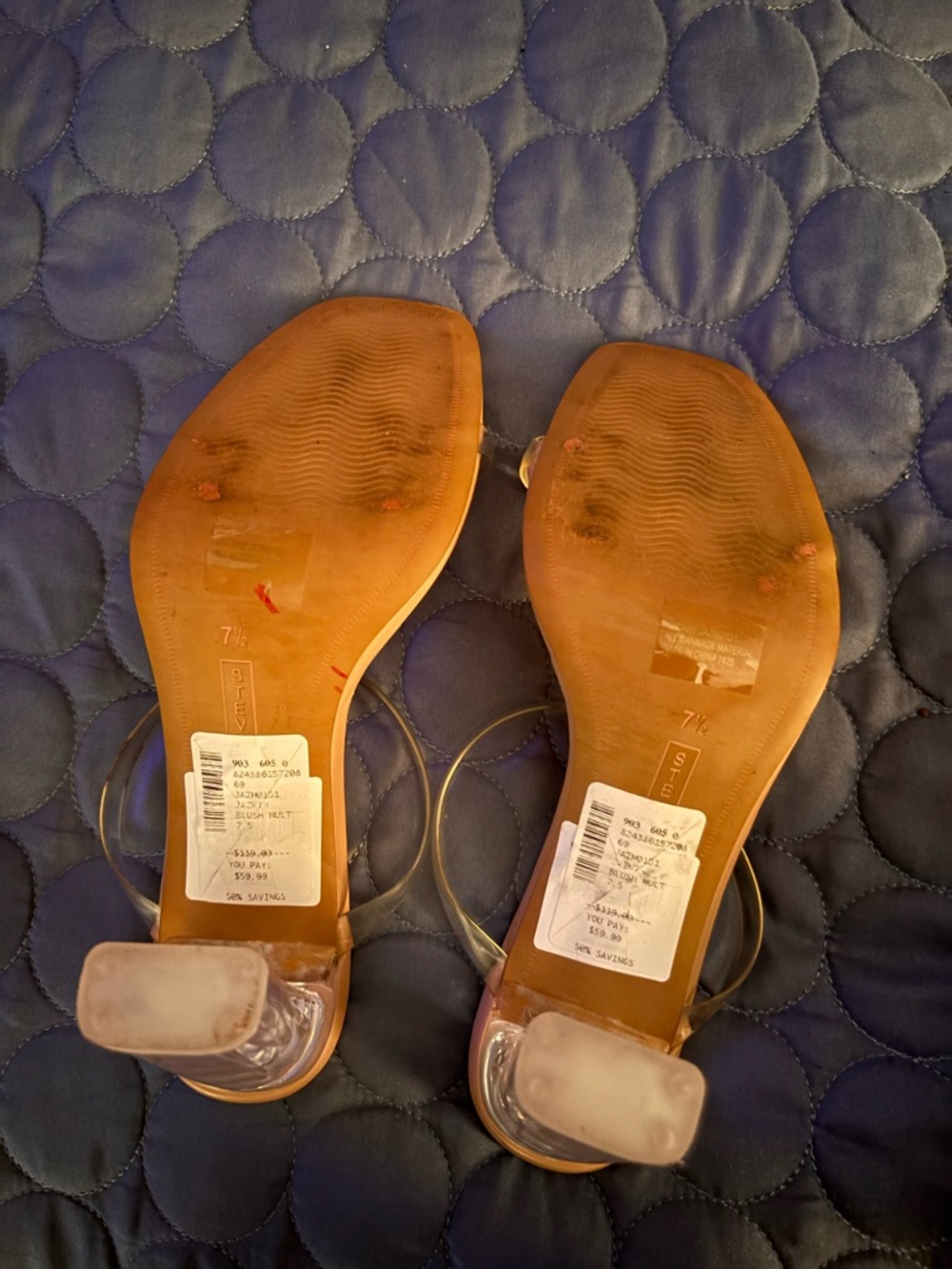 Steve Madden Clear Strap Tan Sandals - Picture 4 of 5